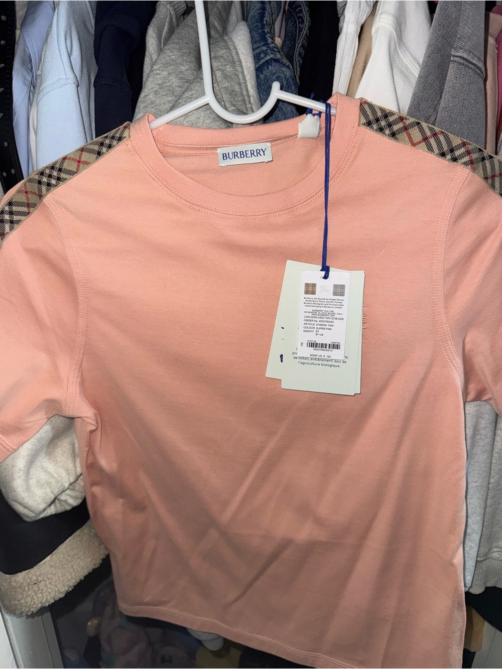 Burberry Peach Crewneck Short Sleeve Tee with Tag